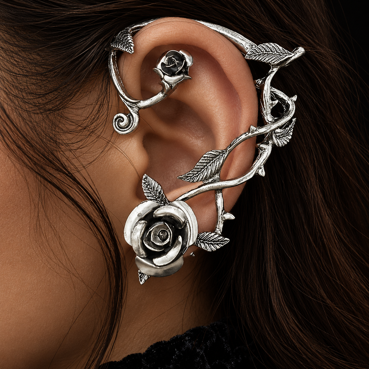 Midnight Rose Ear Cuff