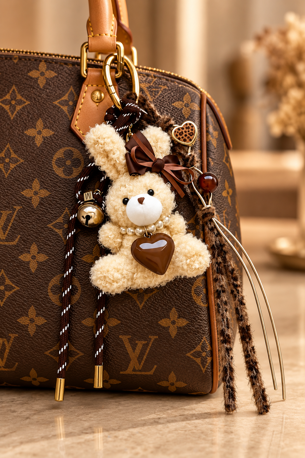 Cocoa Heart Teddy Bag Charm