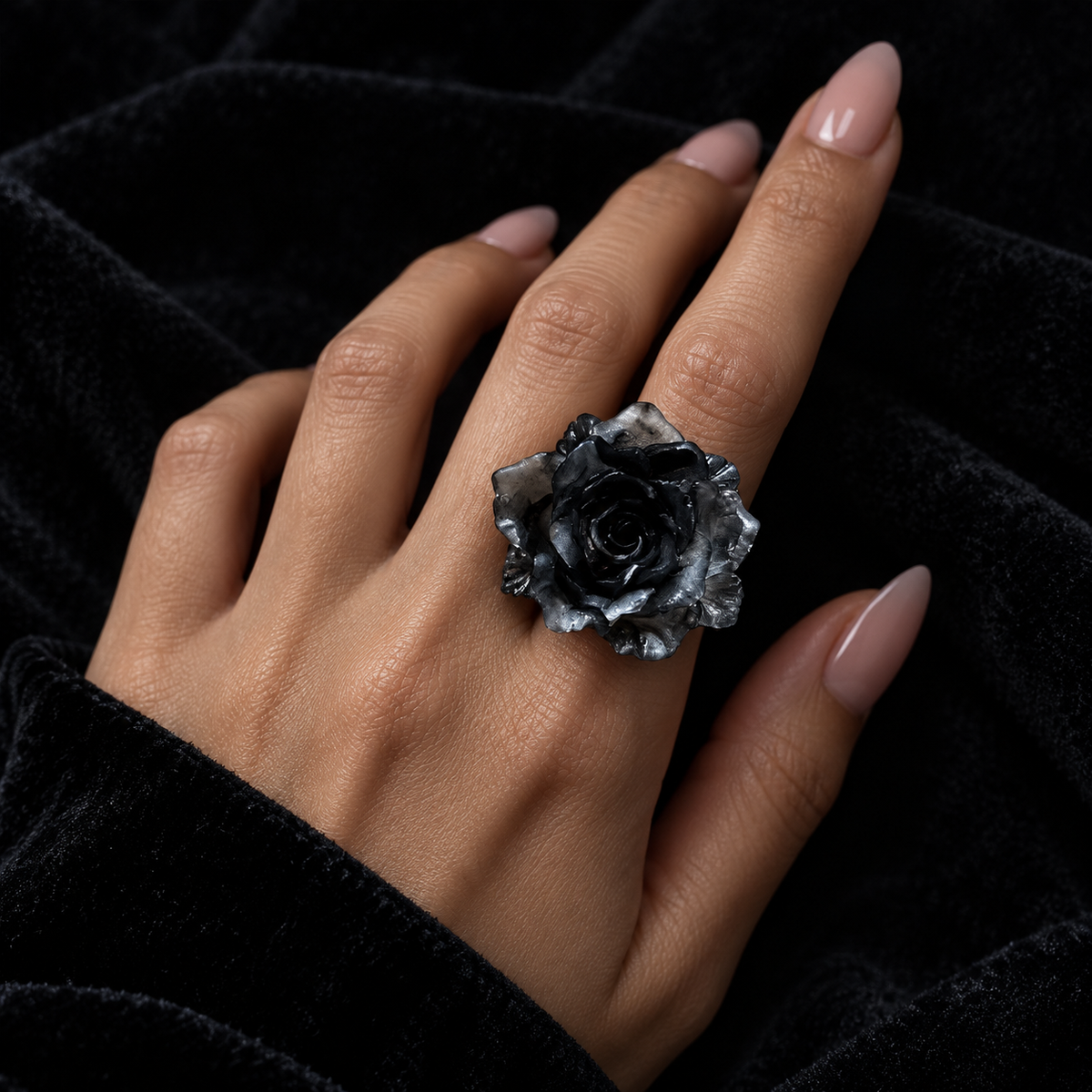 Poison Rose Black Ring