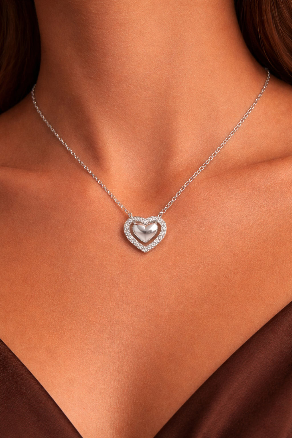 Blush Halo Heart Necklace