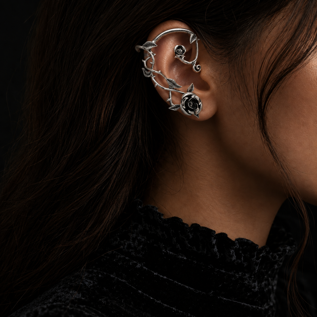 Midnight Rose Ear Cuff
