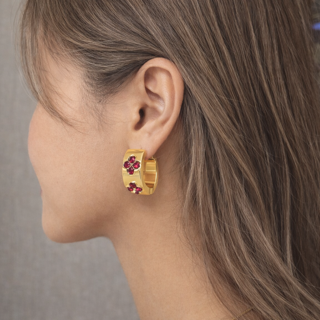 Crimson Bloom Hoops