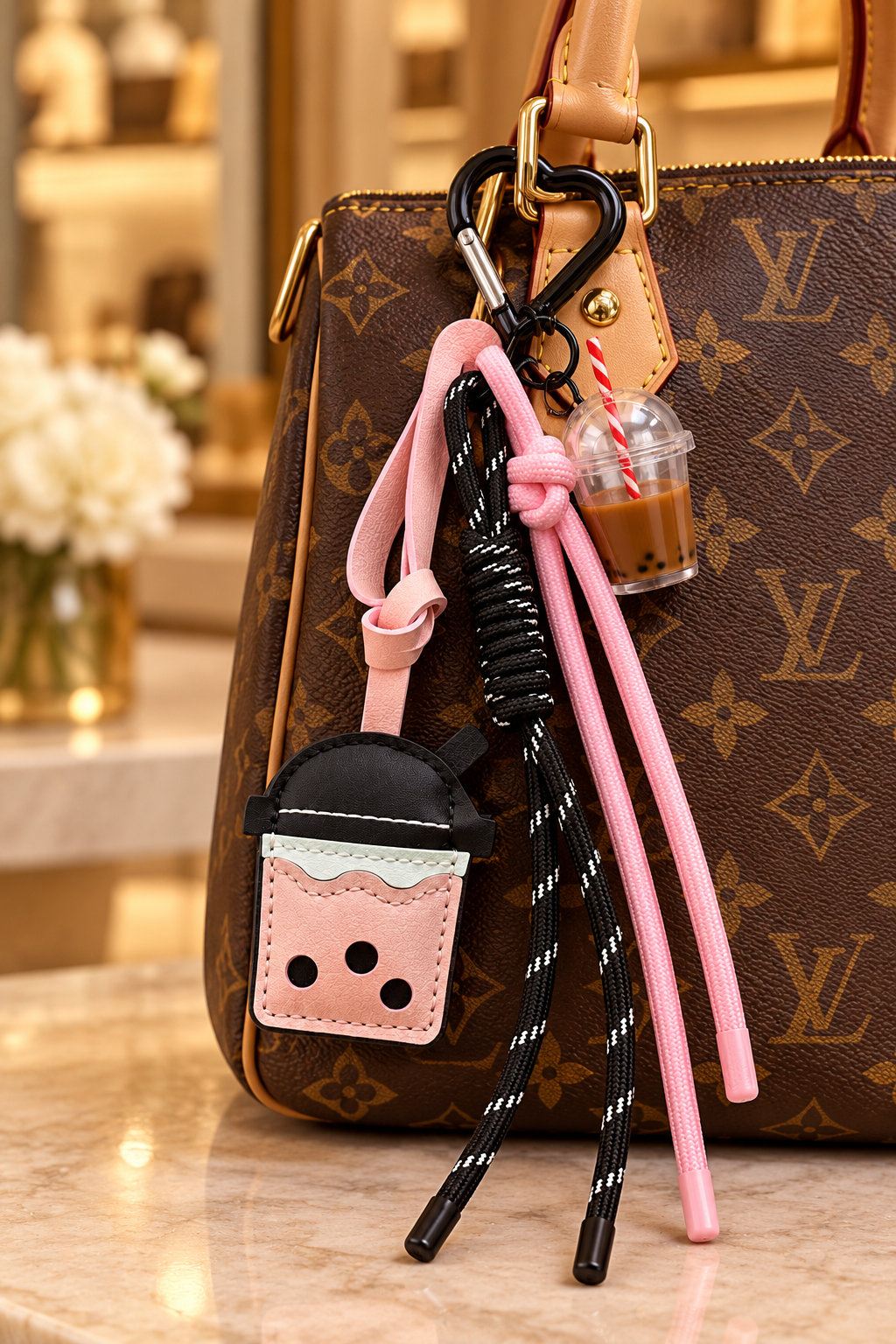 Pink Coffee Break Bag Charm