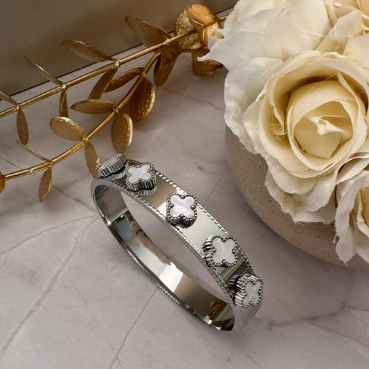 Floral Silver Bangle