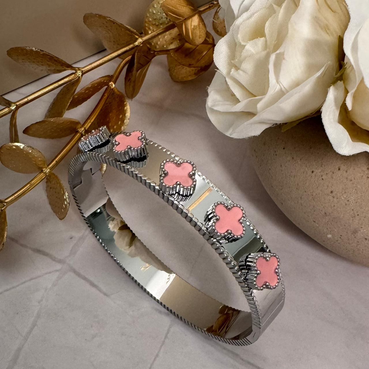 Floral Silver Bangle