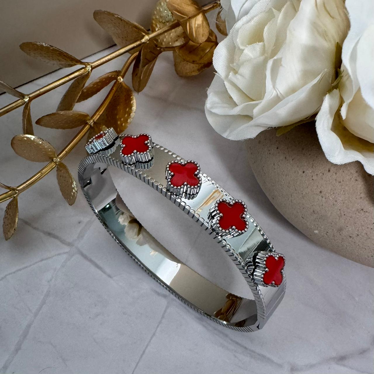 Floral Silver Bangle