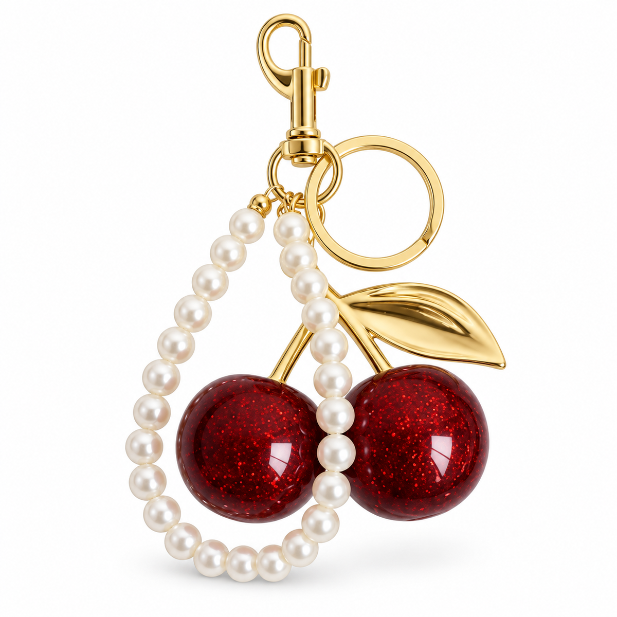 Ruby Cherry Pearl Bag Charm