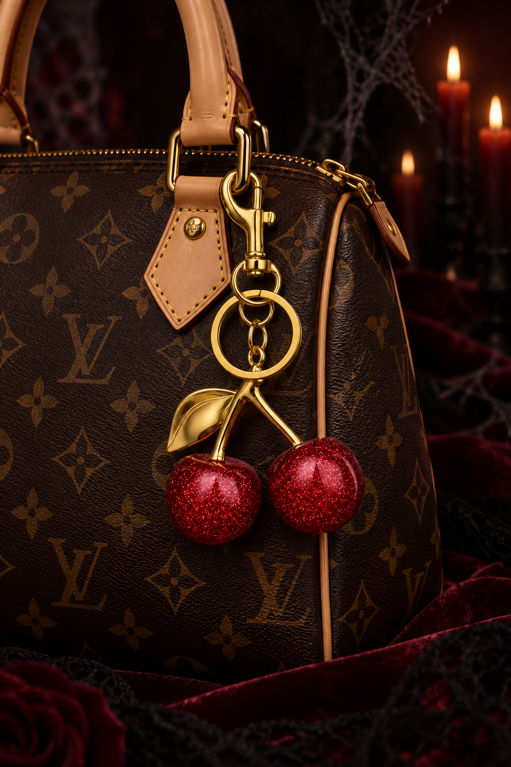 Ruby Cherry Bag Charm